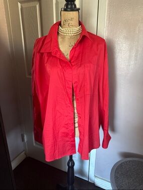 H&M Red Button-Up Blouse
